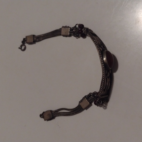 Antique Art Deco Turkish Snake Chain Heavy Silver Metal Necklace Bracelet Set - Picture 10 of 16